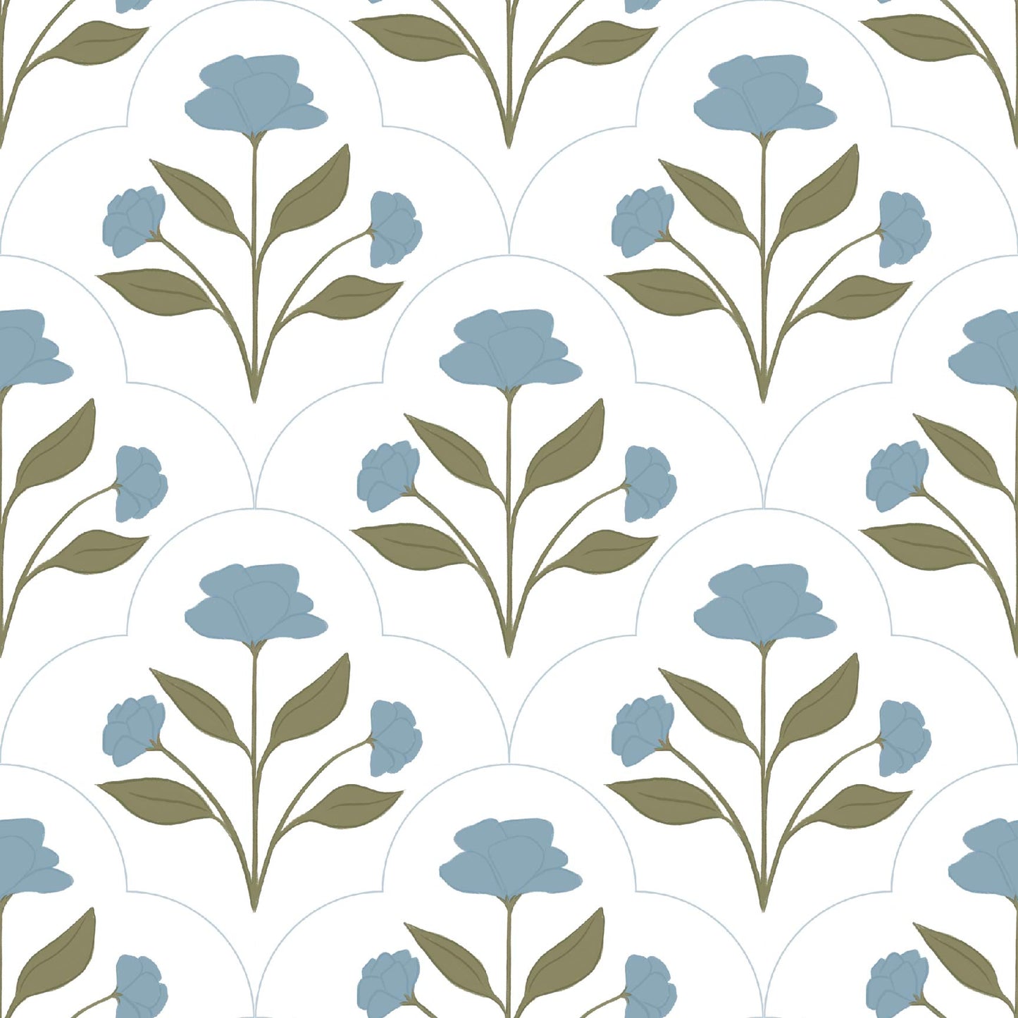 Nicole Wallpaper by Megan Lindsey Illustration - Sample 1 foot by 1 foot / Blue - Loomwell Home Goods