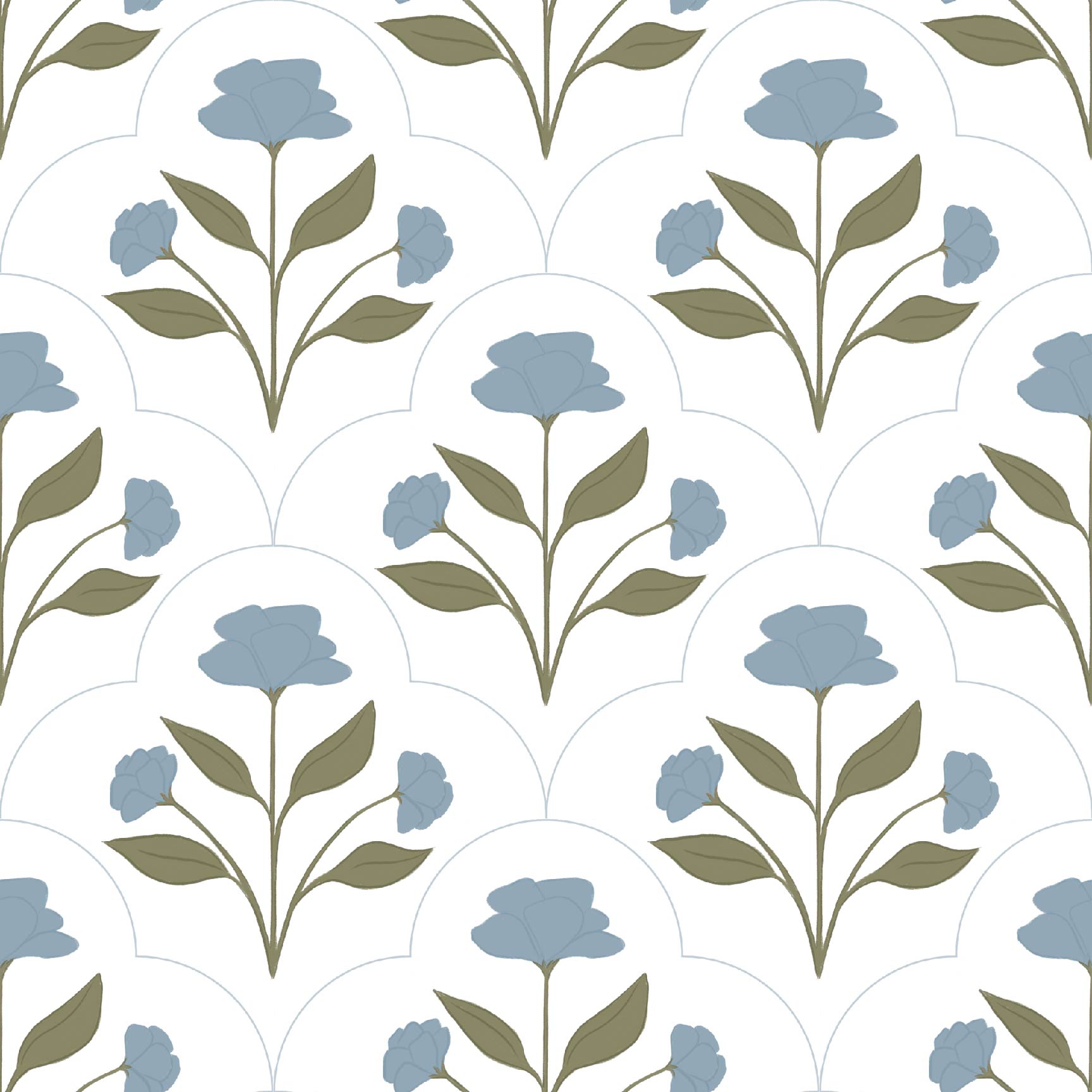 Nicole Wallpaper by Megan Lindsey Illustration - Sample 1 foot by 1 foot / Blue - Loomwell Home Goods