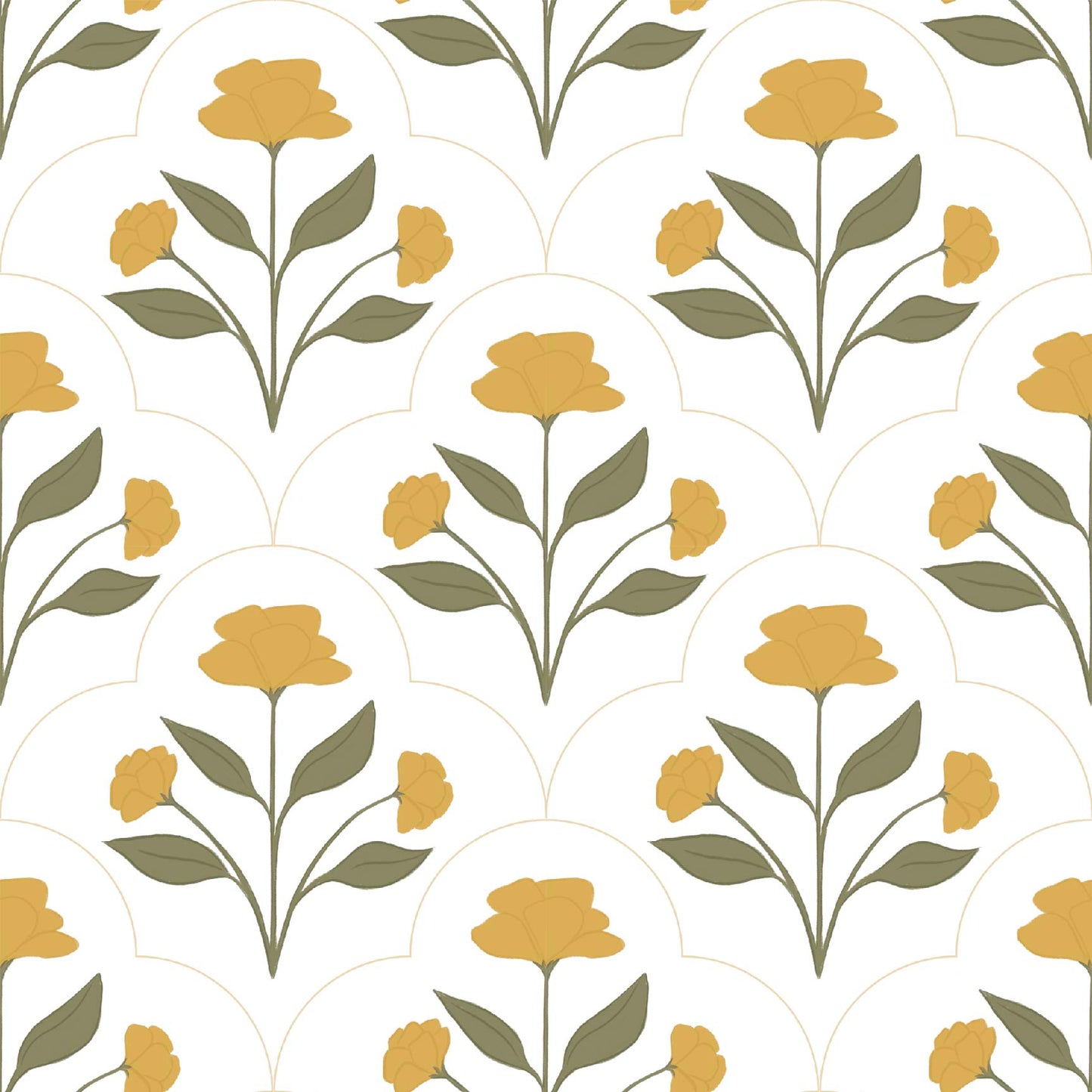 Nicole Wallpaper by Megan Lindsey Illustration - Sample 1 foot by 1 foot / Yellow - Loomwell Home Goods