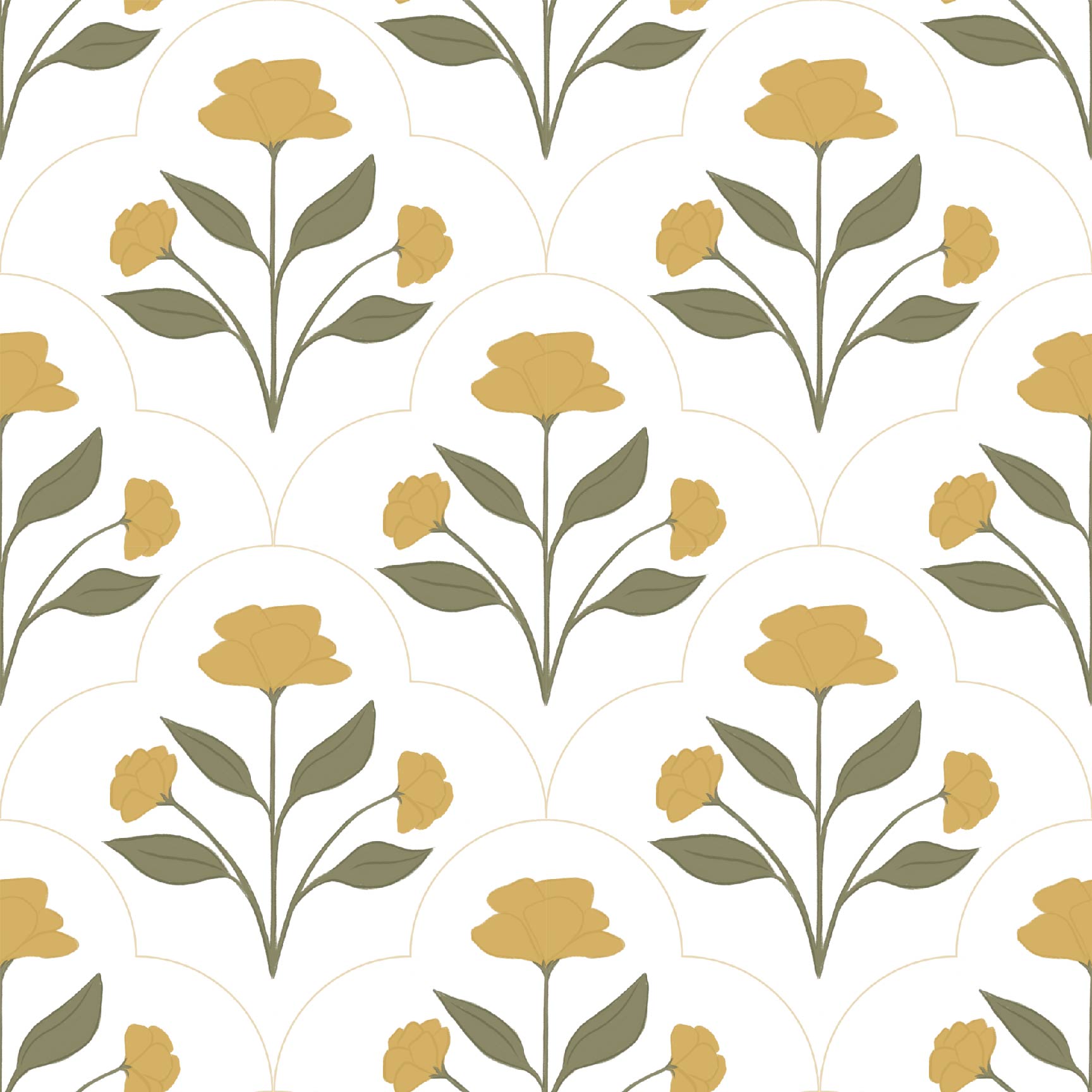 Nicole Wallpaper by Megan Lindsey Illustration - Sample 1 foot by 1 foot / Yellow - Loomwell Home Goods