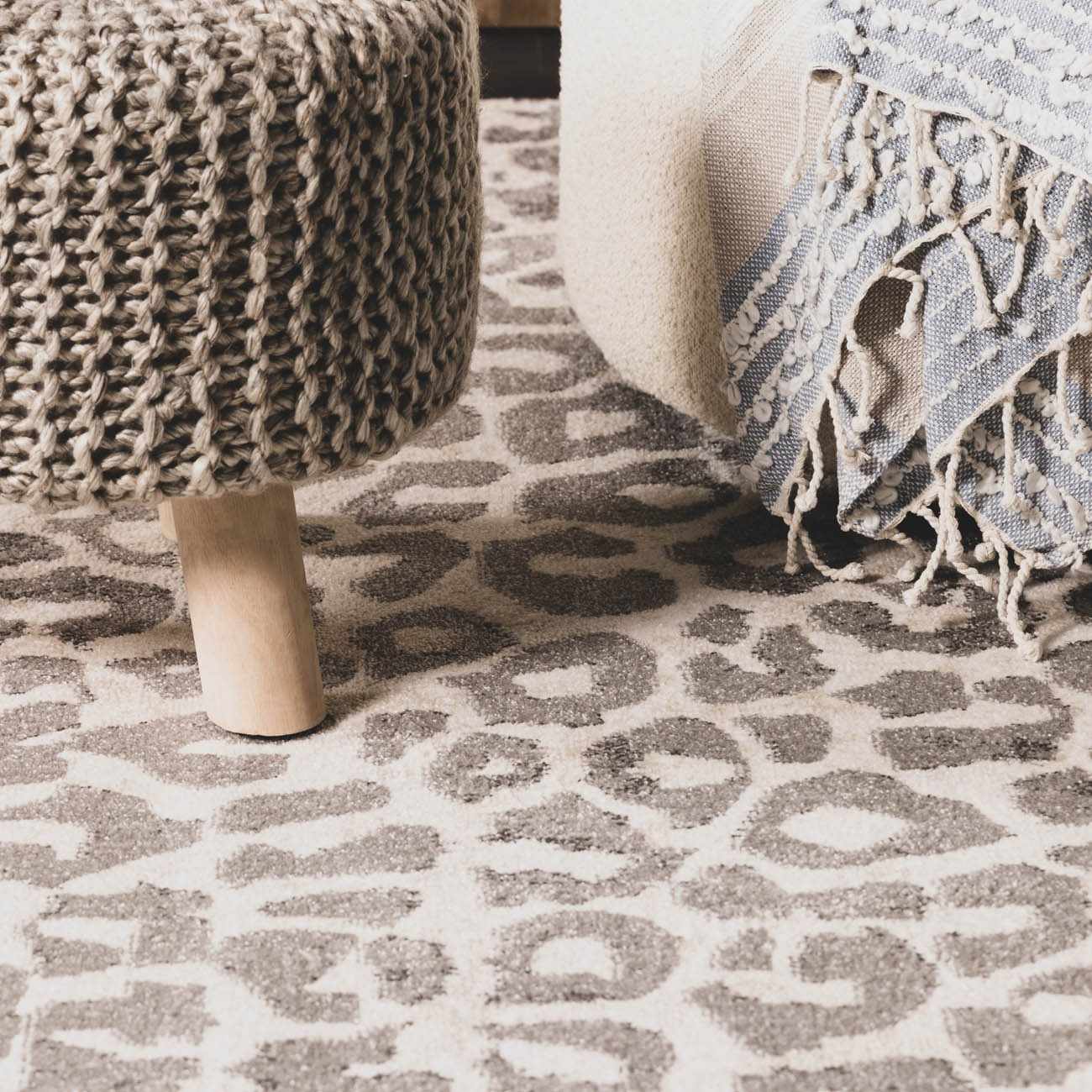 Beige Liversedge Leopard Print Area Rug - Boutique Rugs