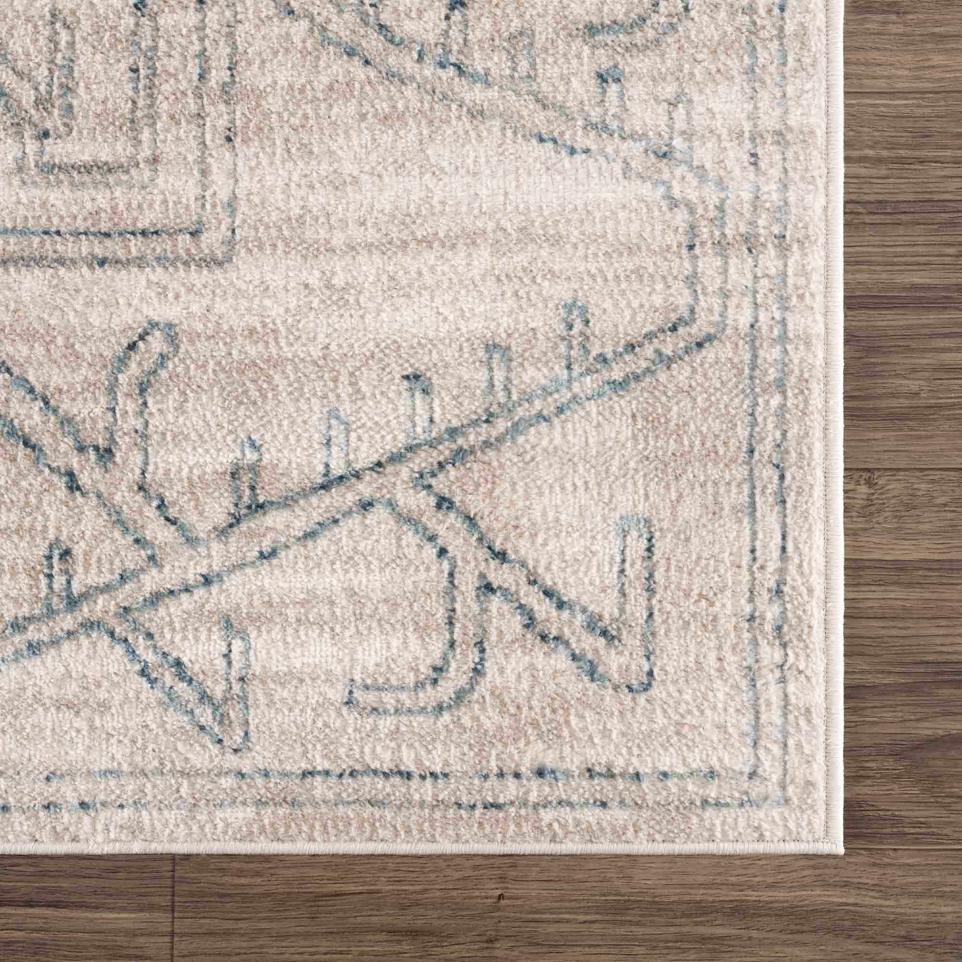 Divya Cream & Silver Blue Area Rug - Limited Edition - Boutique Rugs