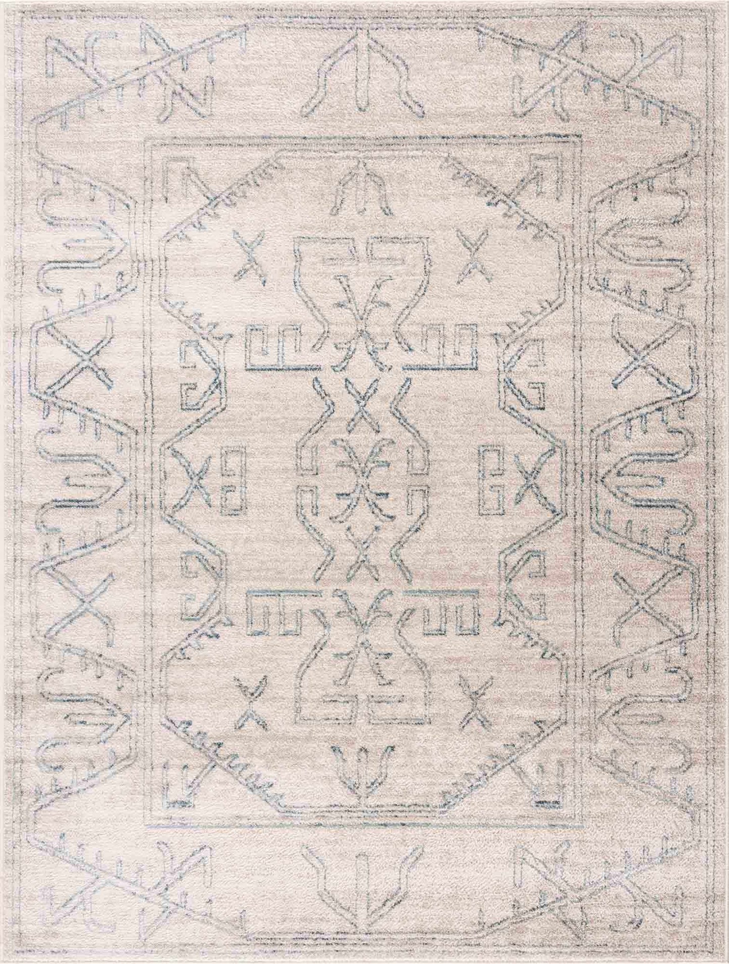 Divya Cream & Silver Blue Area Rug - Limited Edition