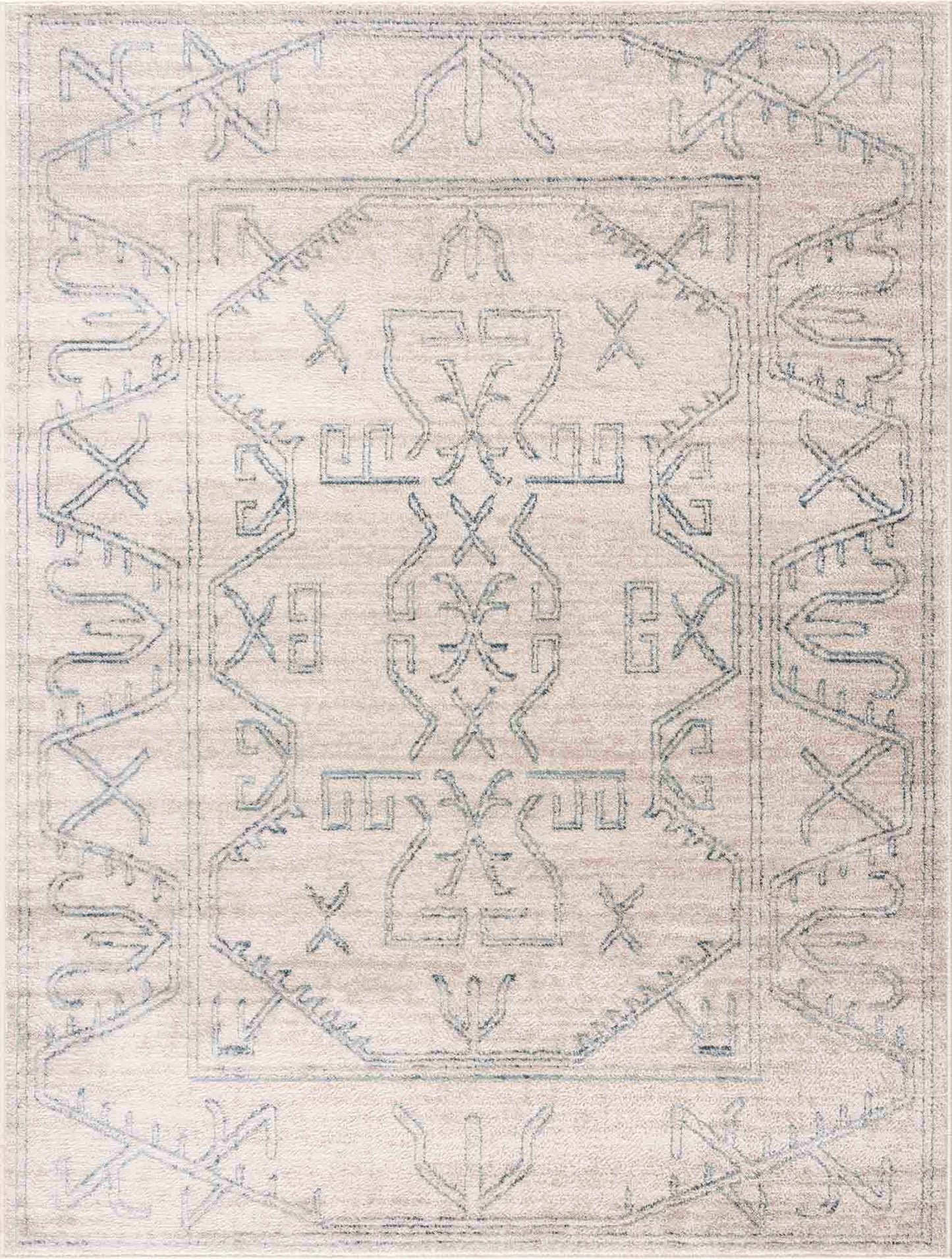 Divya Cream & Silver Blue Area Rug - Limited Edition - Boutique Rugs