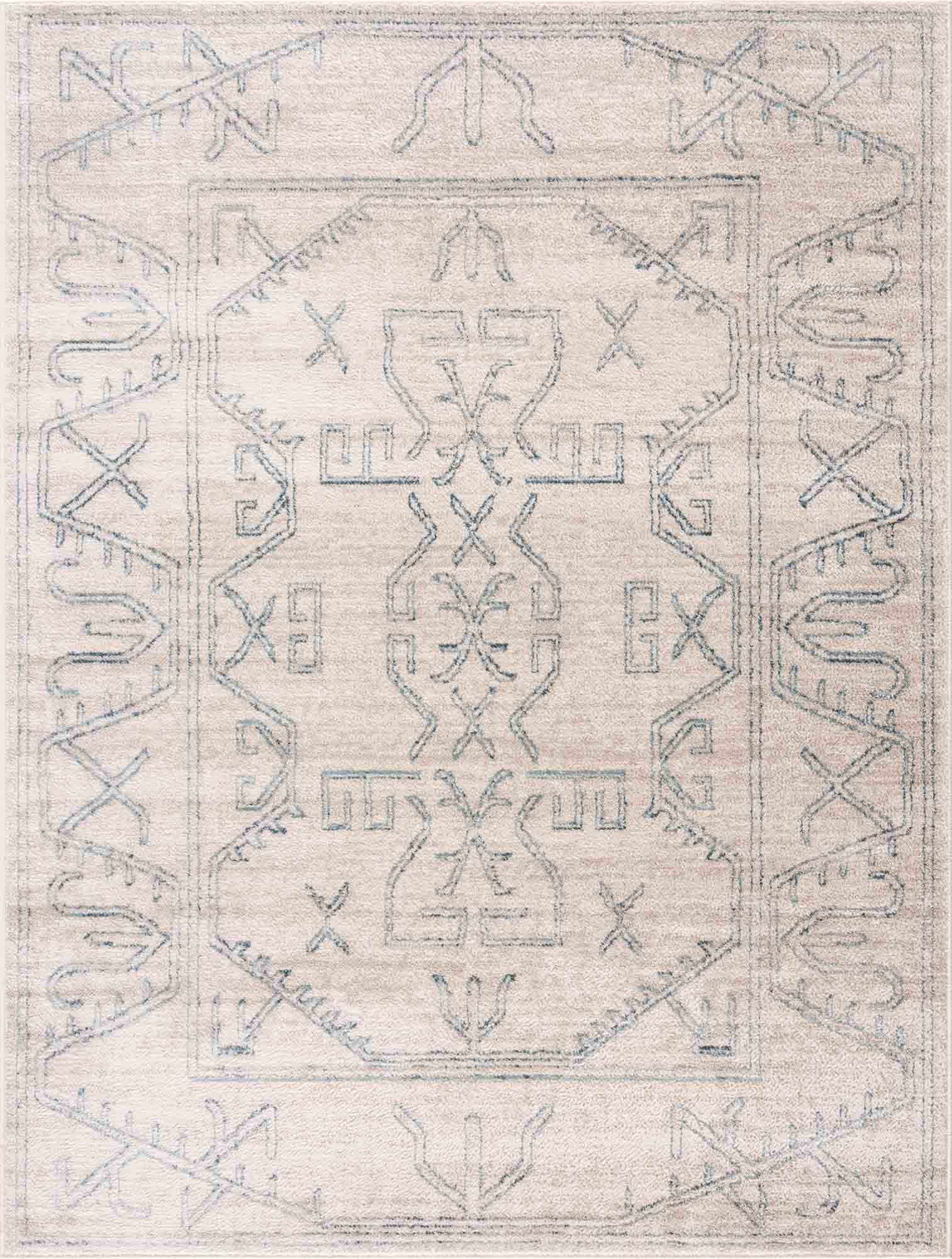 Divya Cream & Silver Blue Area Rug - Limited Edition - Boutique Rugs