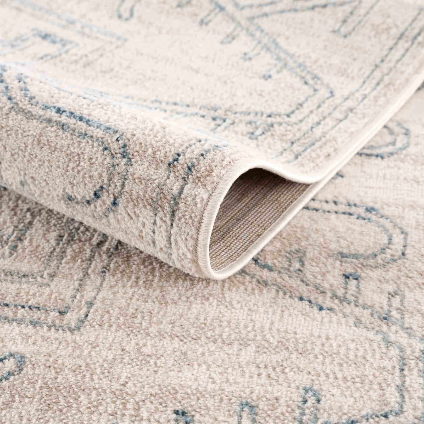 Divya Cream & Silver Blue Area Rug - Limited Edition - Boutique Rugs