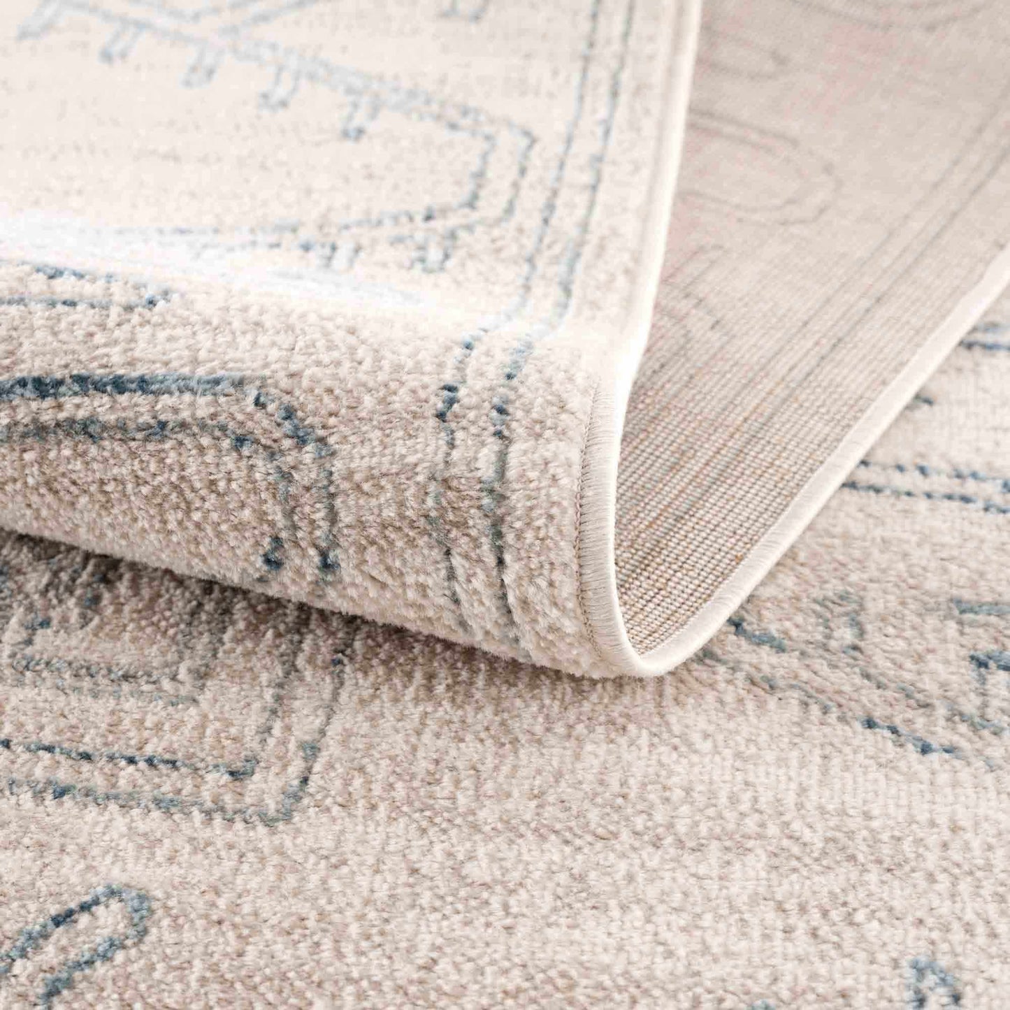 Divya Cream & Silver Blue Area Rug - Limited Edition - Boutique Rugs