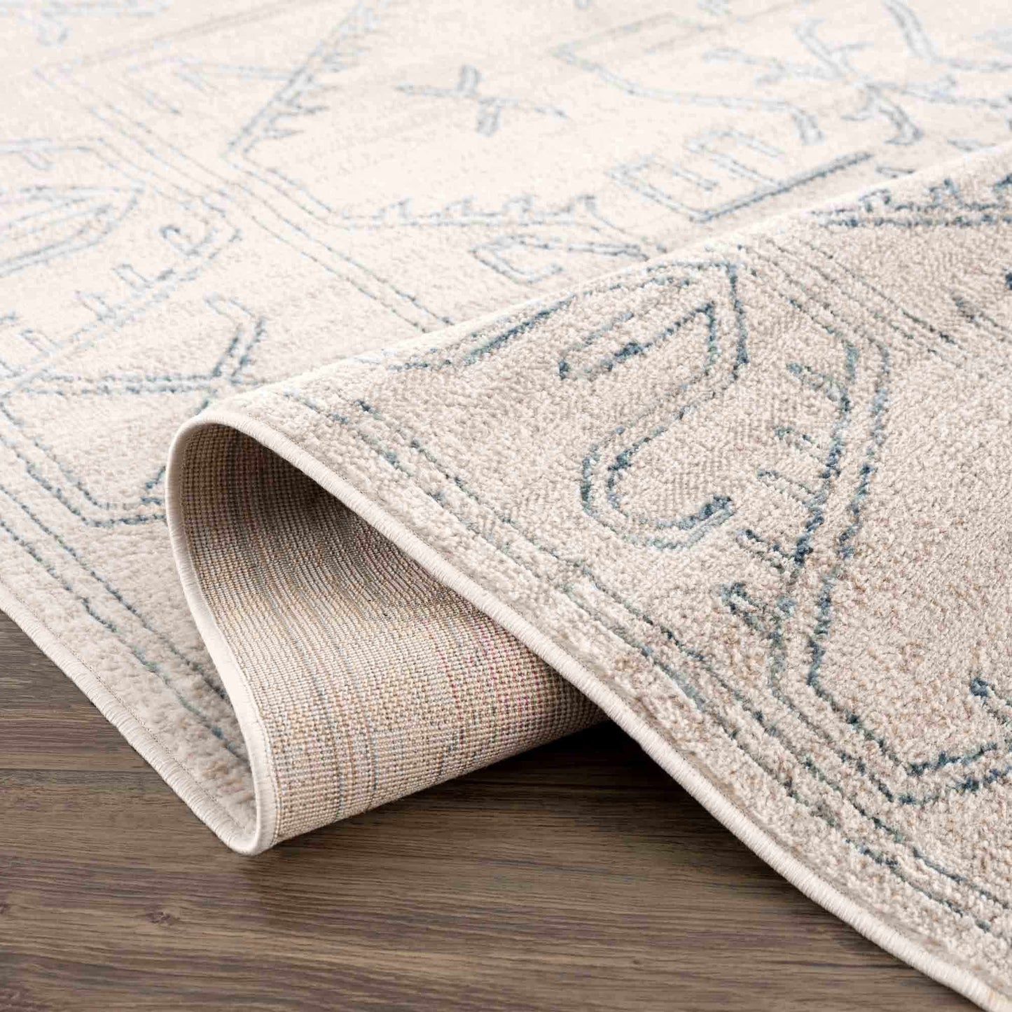 Divya Cream & Silver Blue Area Rug - Limited Edition - Boutique Rugs