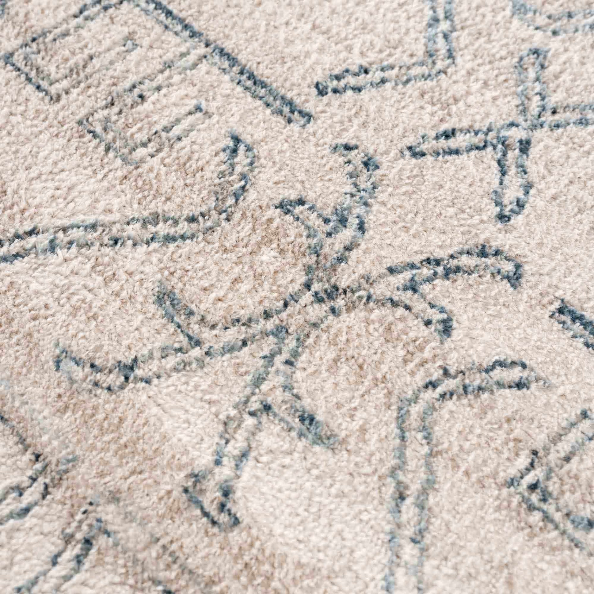 Divya Cream & Silver Blue Area Rug - Limited Edition - 2’ x 3’ Rectangle - Boutique Rugs