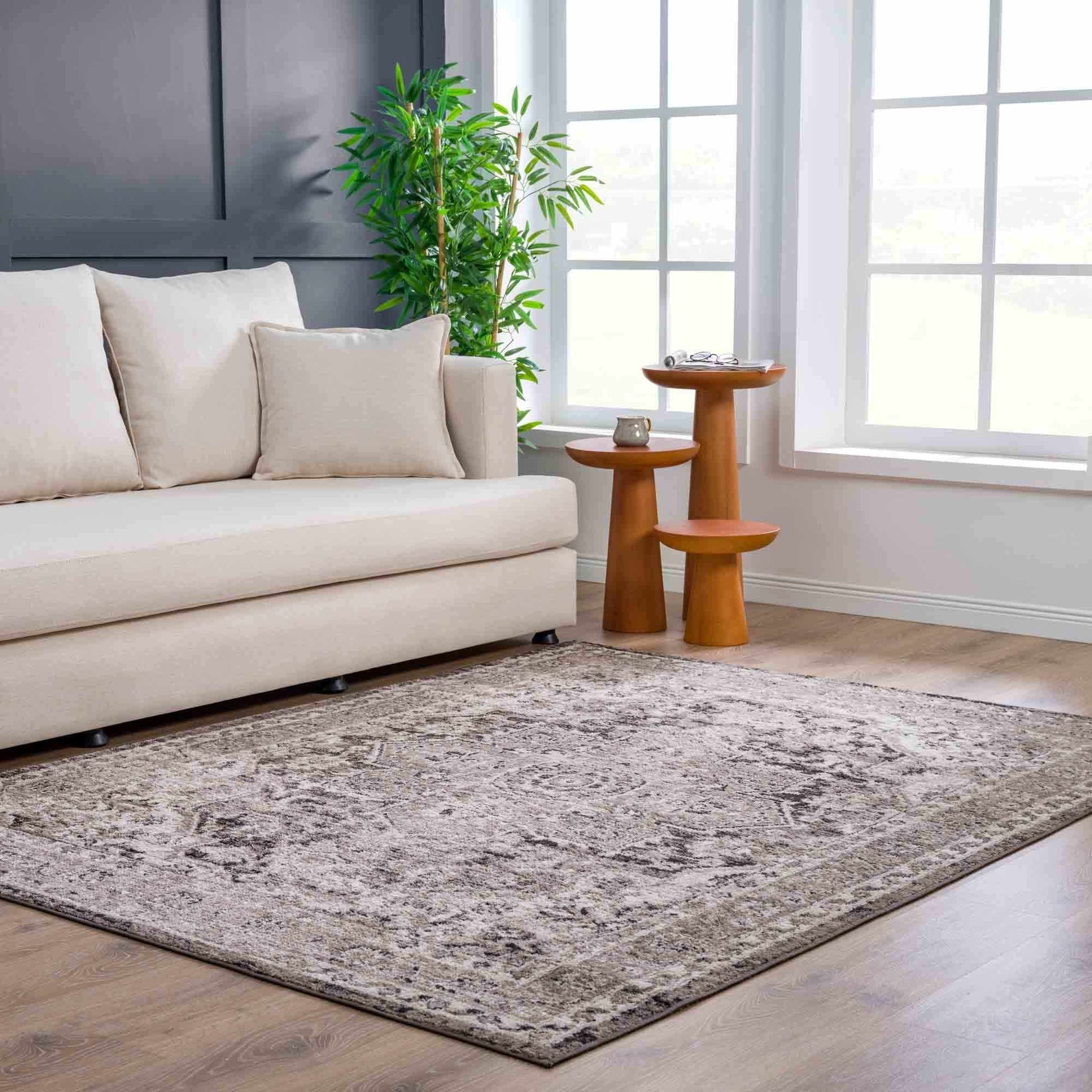 Albie Charcoal & Beige Area Rug - Clearance - Boutique Rugs