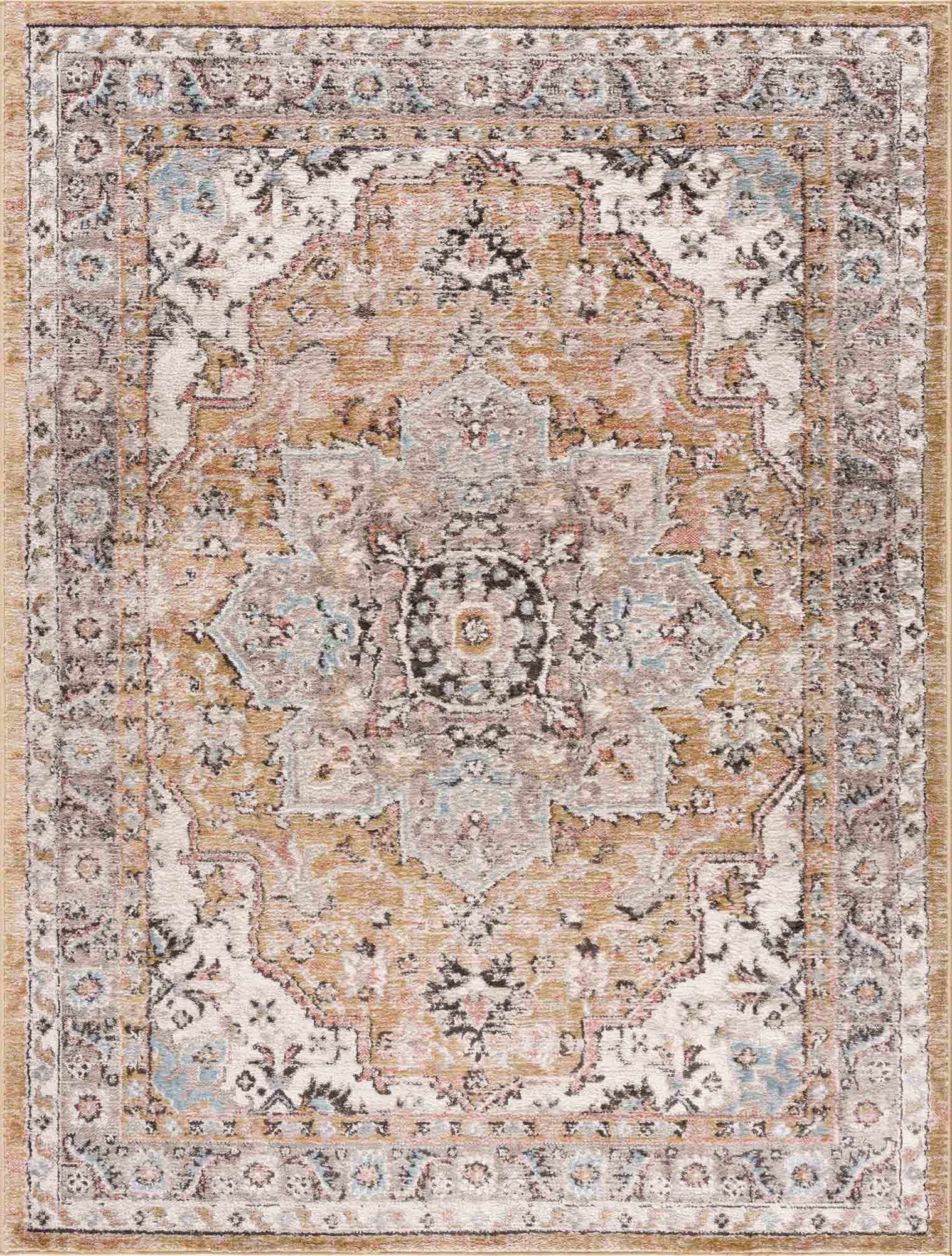 Albie Gold & Beige Area Rug - Clearance - Boutique Rugs