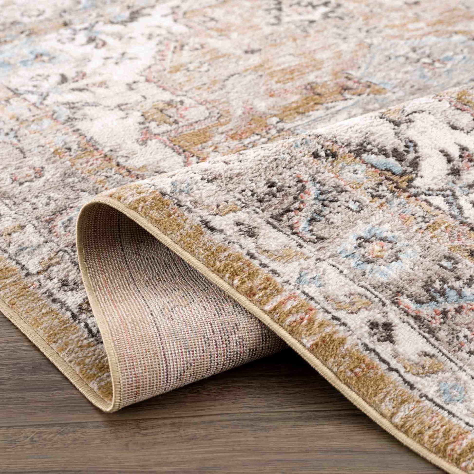 Albie Gold & Beige Area Rug - Clearance - Boutique Rugs