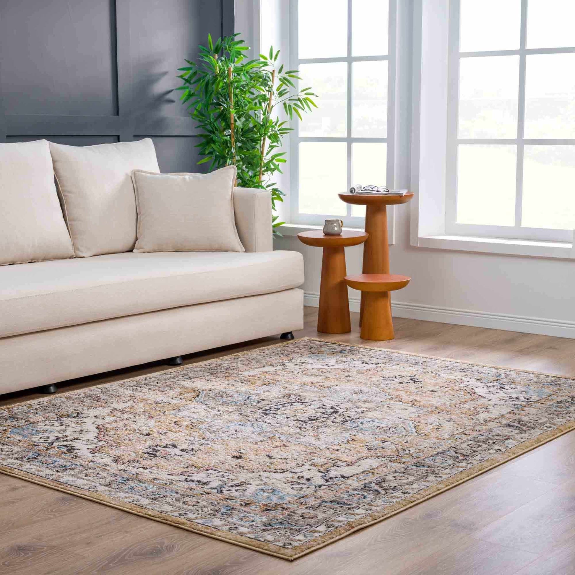 Albie Gold & Beige Area Rug - Clearance - Boutique Rugs