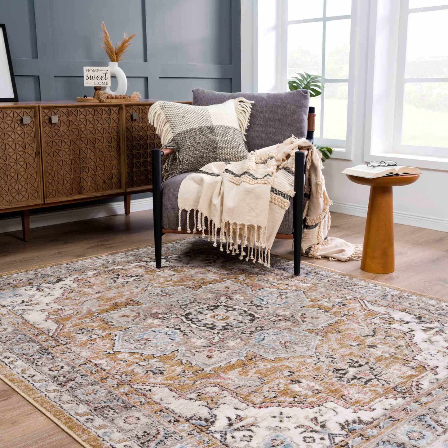 Albie Gold & Beige Area Rug - Clearance - Boutique Rugs