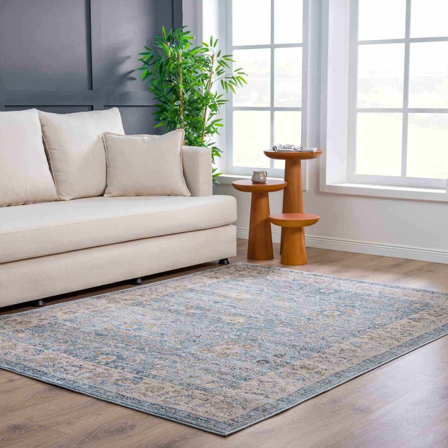 Anana Silver Blue & Beige Area Rug - Clearance - Boutique Rugs