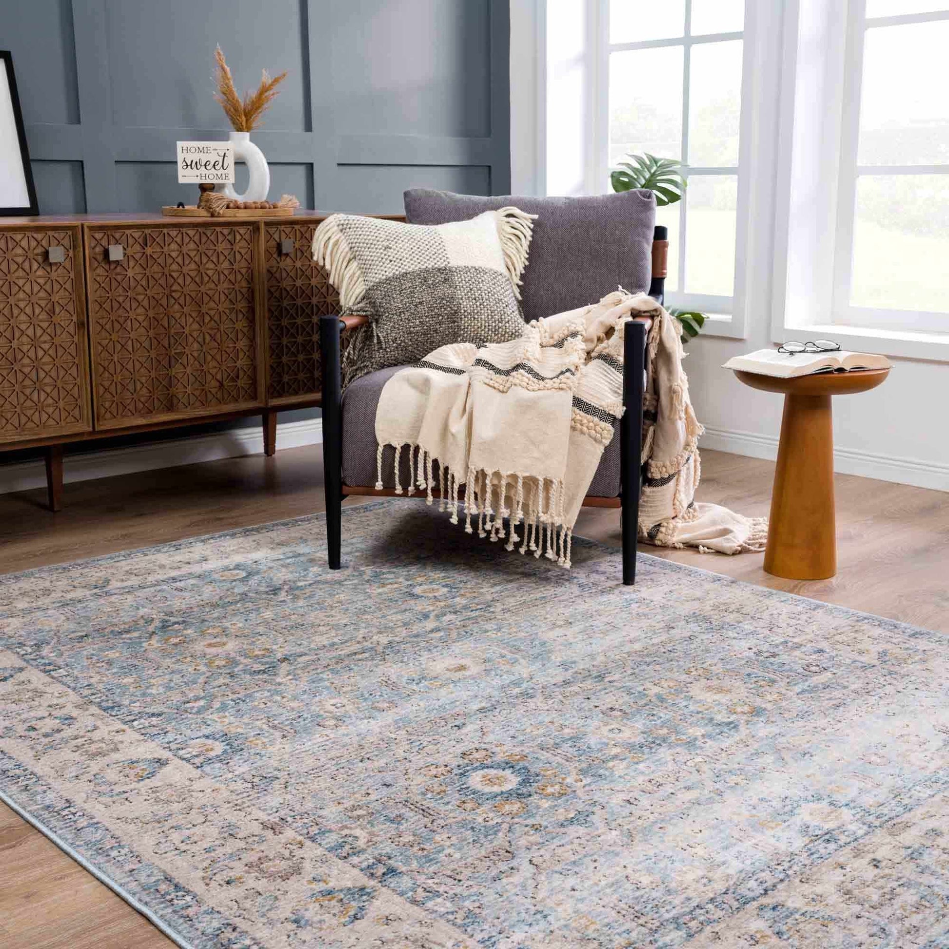 Anana Silver Blue & Beige Area Rug - Clearance - Boutique Rugs
