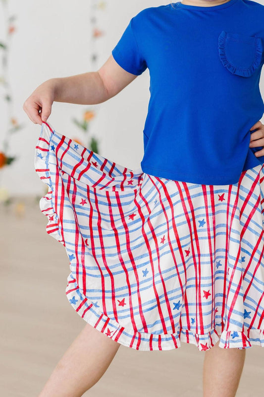 Patriotic Plaid Ruffle Twirl Skort - Mila & Rose ®