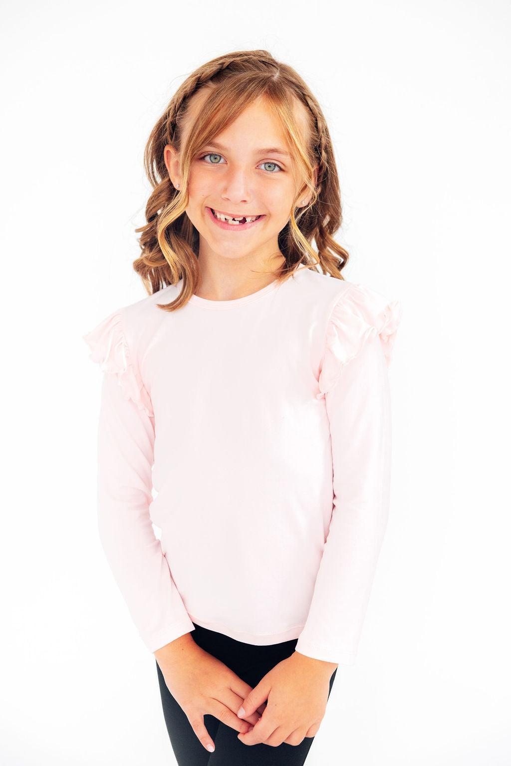 Petal Pink L/S Ruffle Tee - Mila & Rose ®