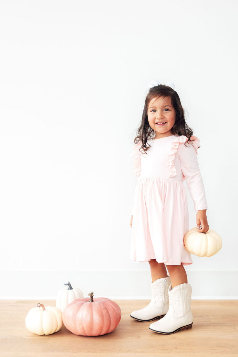 Petal Pink L/S Ruffle Twirl Dress - Mila & Rose ®