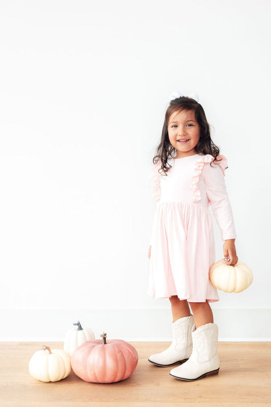 Petal Pink L/S Ruffle Twirl Dress - Mila & Rose ®