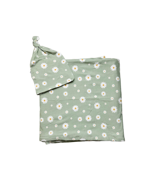 Daisy Swaddle/ Beanie Set