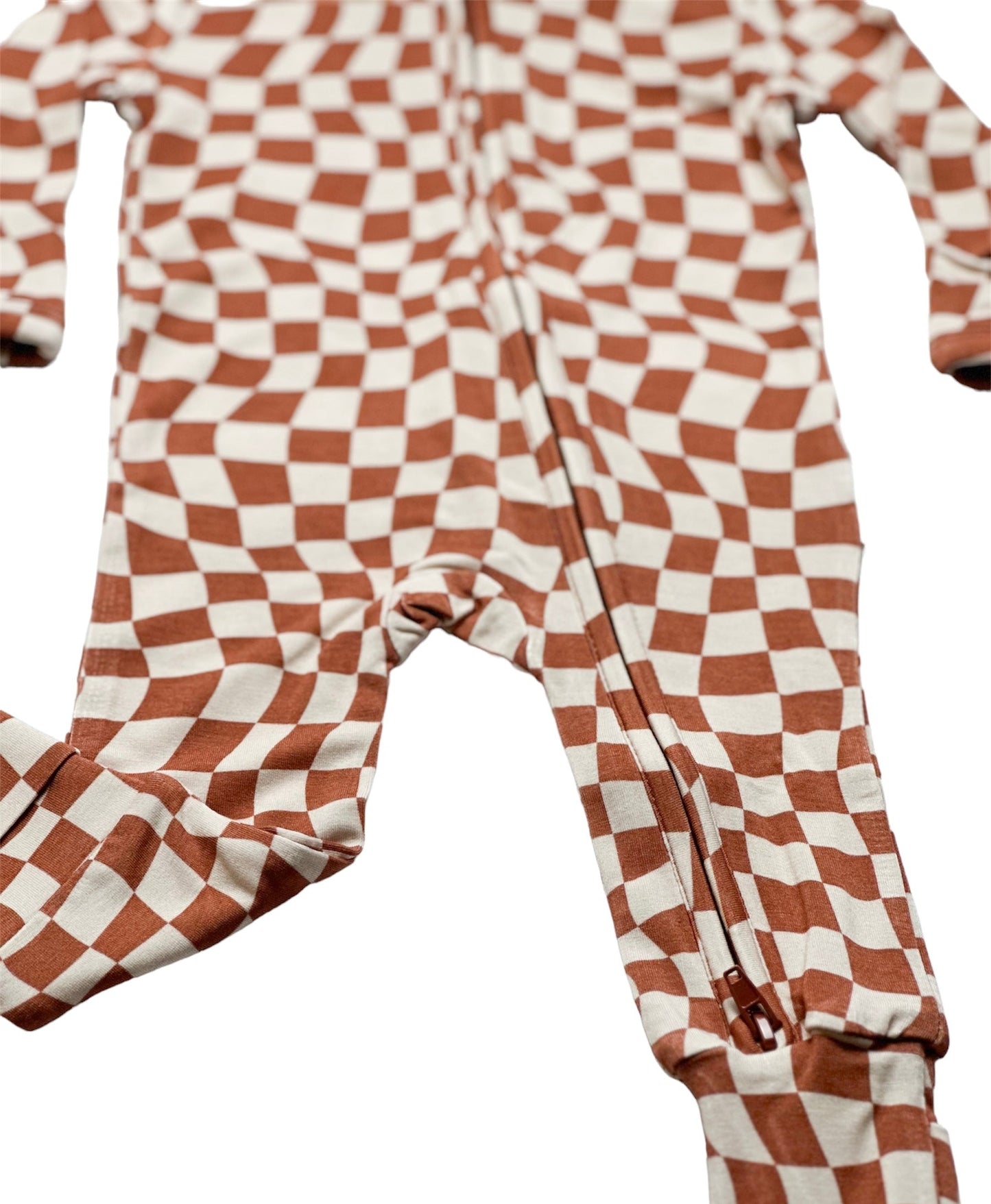 Rustic Checkerboard | Bamboo Zip Romper