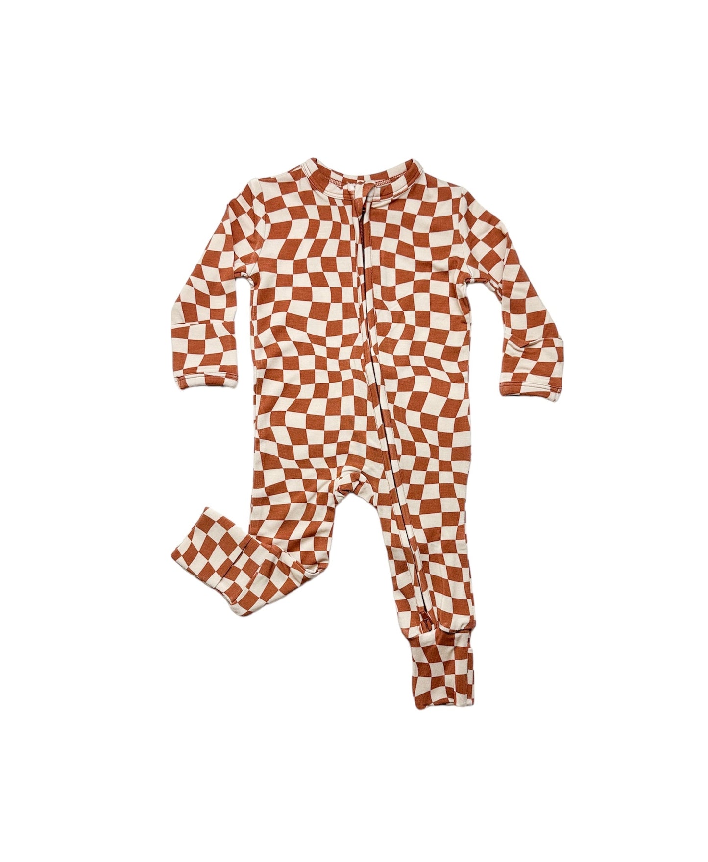 Rustic Checkerboard | Bamboo Zip Romper