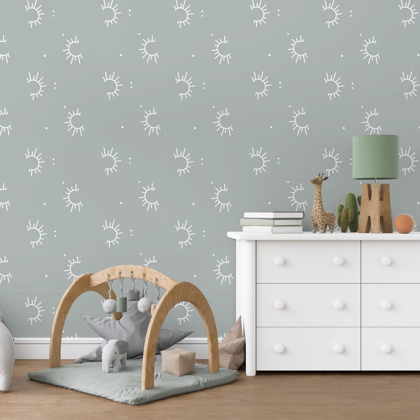 Sol Wallpaper by Hailey Creative - Sample 1 foot by 1 foot / Blue - Loomwell Home Goods