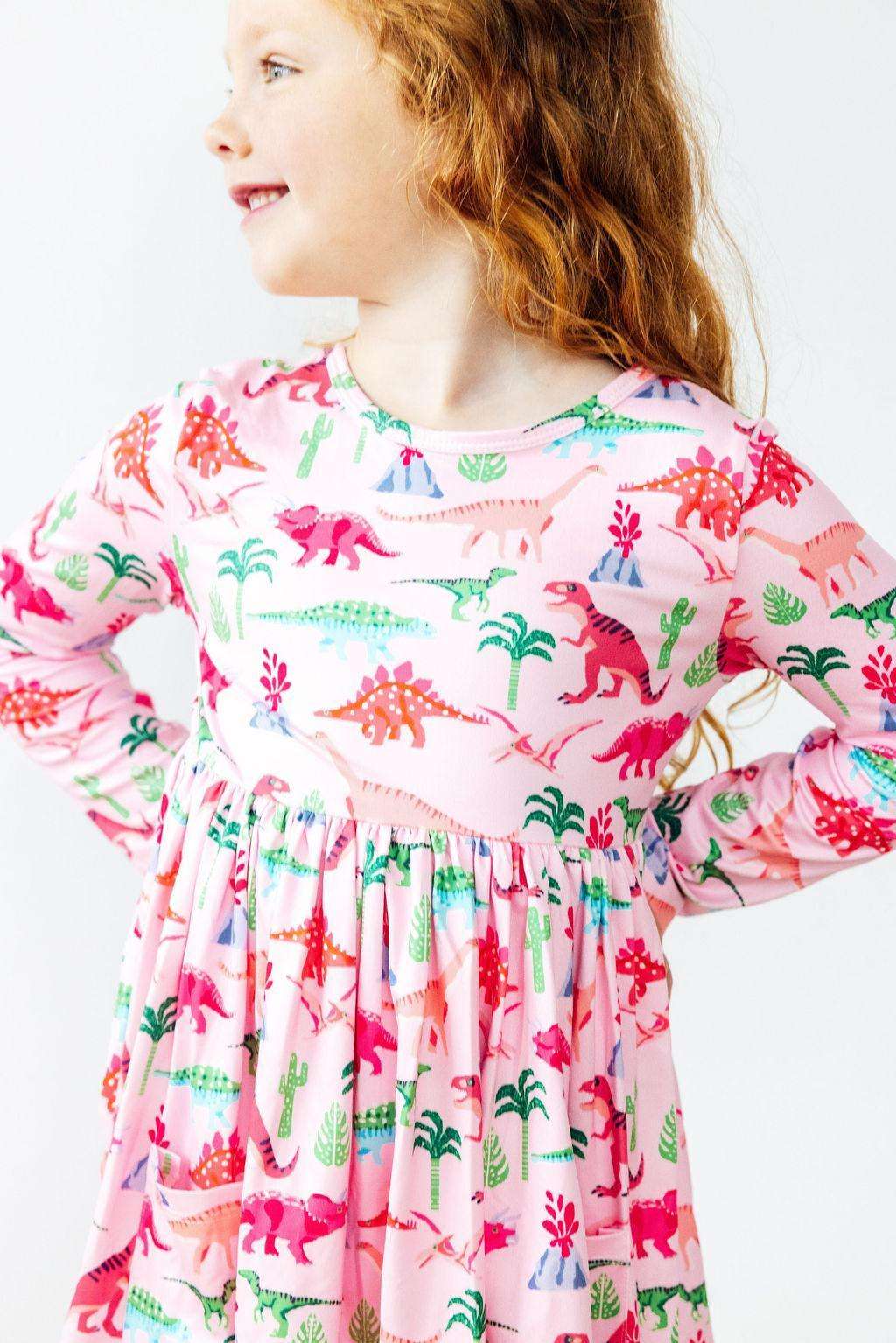Pinkosaurus Rex L/S Pocket Twirl Dress - Mila & Rose ®