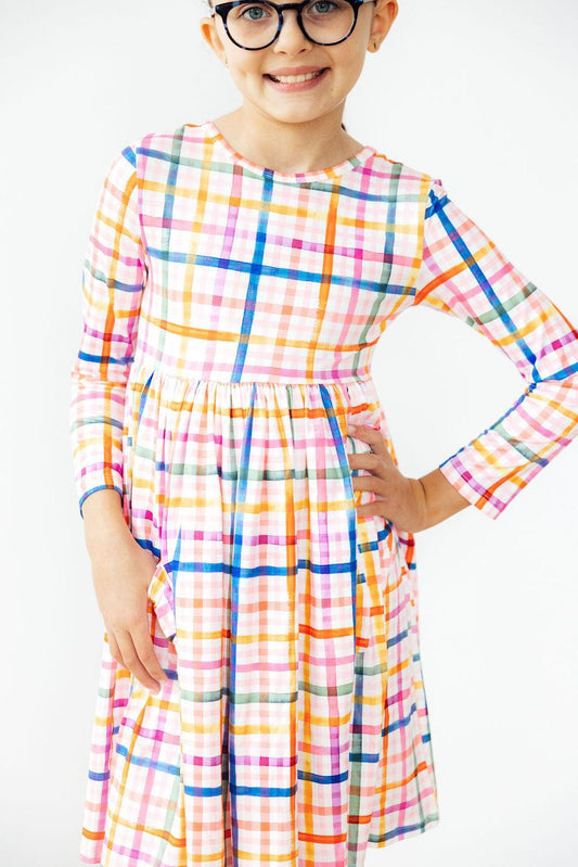 Plaid About You L/S Pocket Twirl Dress - Mila & Rose ®