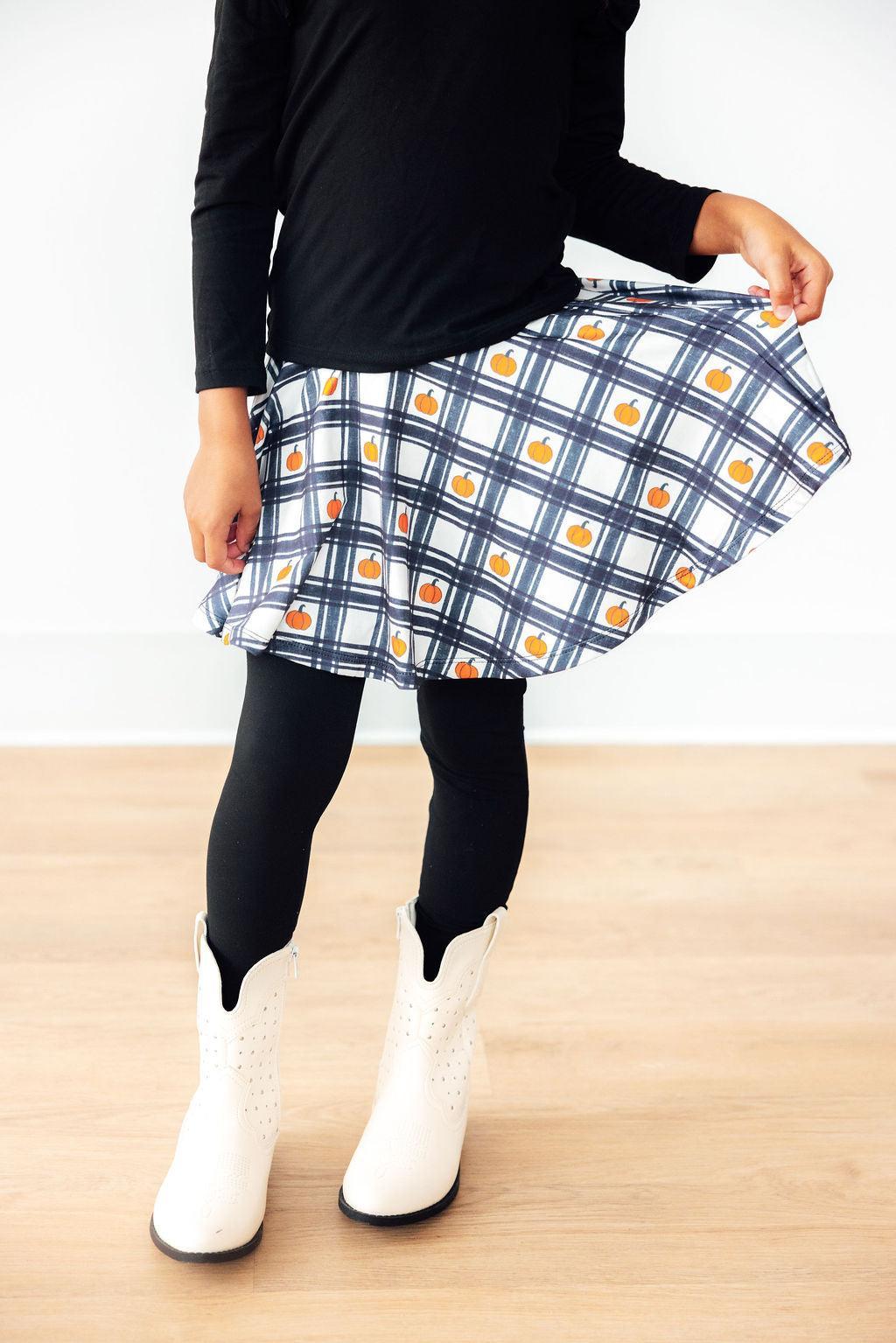 Plaid Pumpkins Twirl Skirt with Leggings - Mila & Rose ®