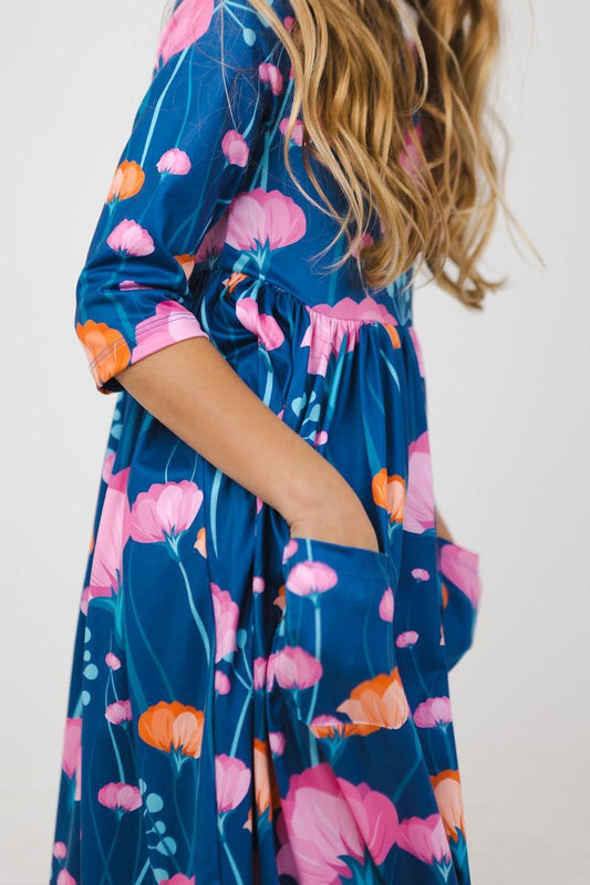 Poppies 3/4 Sleeve Pocket Twirl Dress - Mila & Rose ®