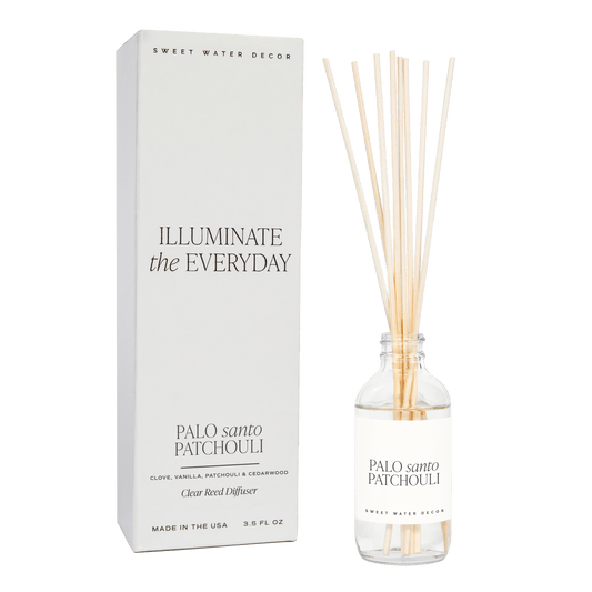 Diffuseur de roseaux transparents Palo Santo Patchouli