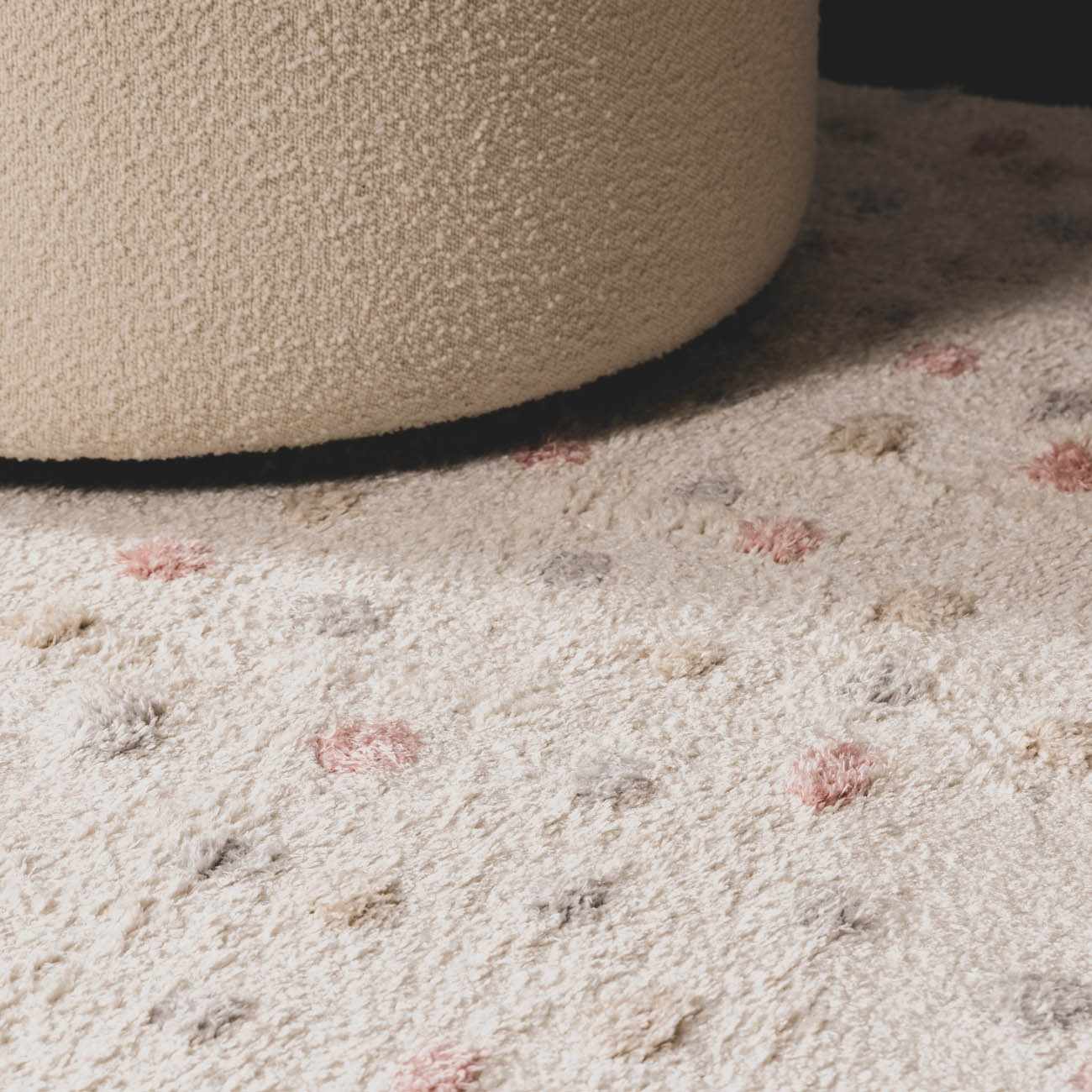Cansu Pink & Cream Dotted Area Rug - Boutique Rugs
