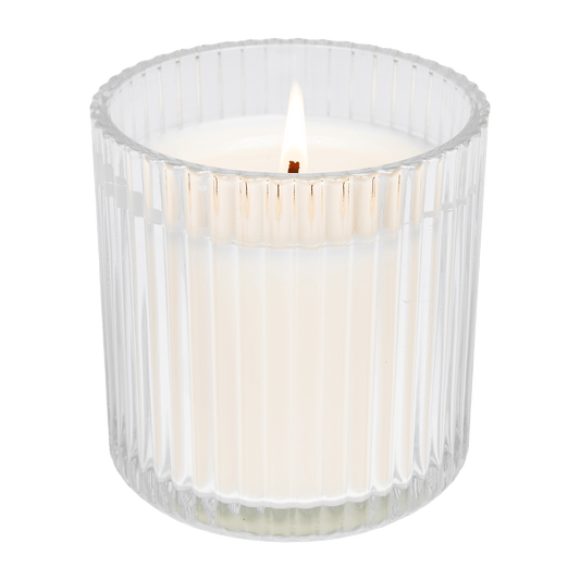 Cozy Season Fluted Soy Candle - Ribbed Glass Jar - 12 oz