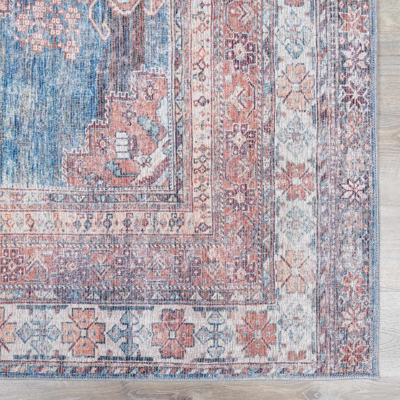 Baltinglass Rust & Blue Washable Rug