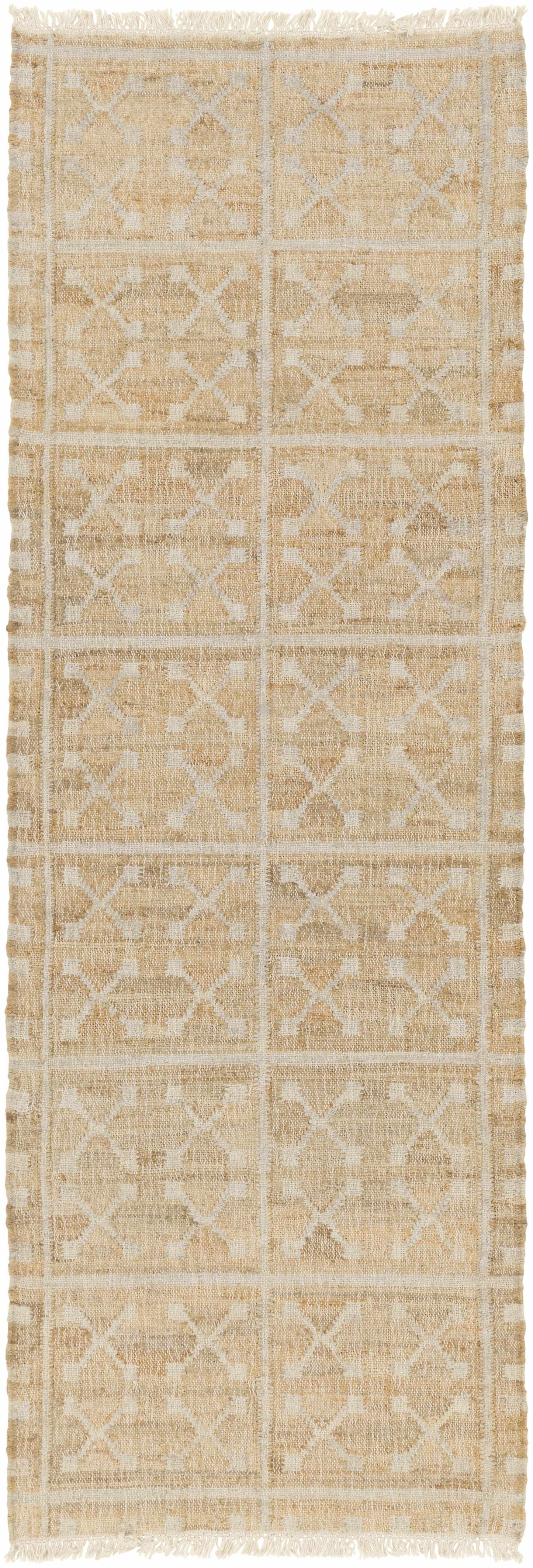 Tan Neutral Fringed Jute Area Rug - 2’6’’ x 8’ Runner - Boutique Rugs