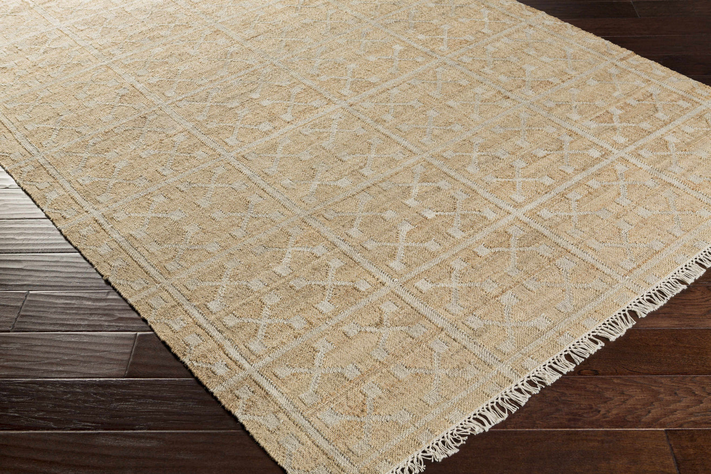 Tan Neutral Fringed Jute Area Rug - Boutique Rugs