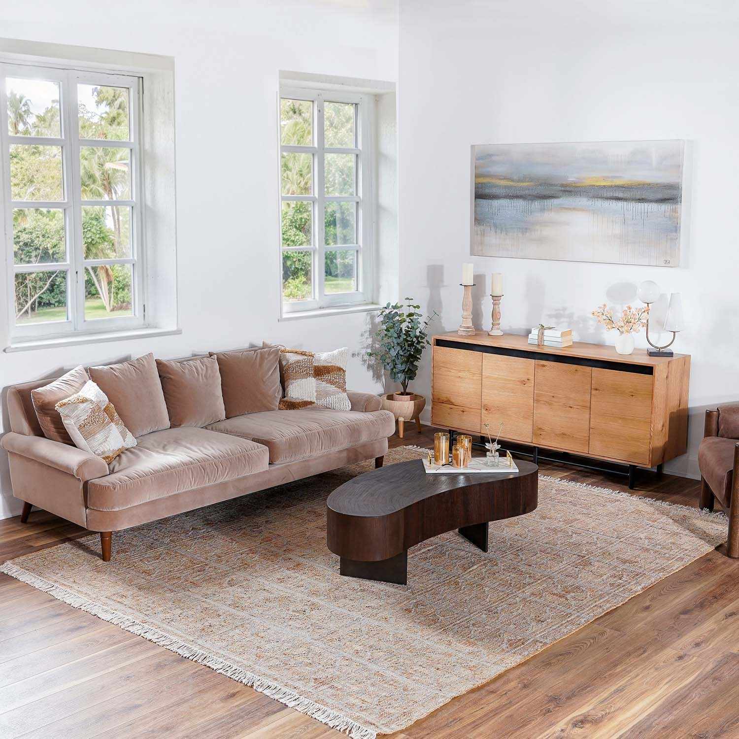 Tan Neutral Fringed Jute Area Rug - Boutique Rugs