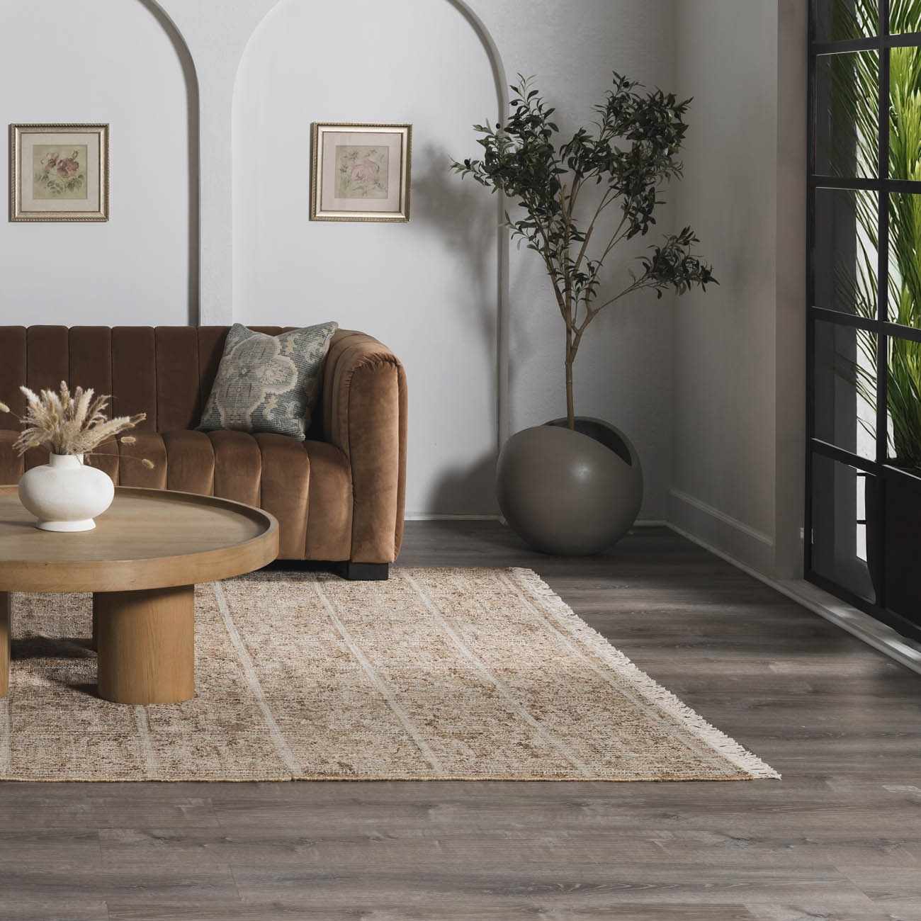 Tan Neutral Fringed Jute Area Rug - Boutique Rugs