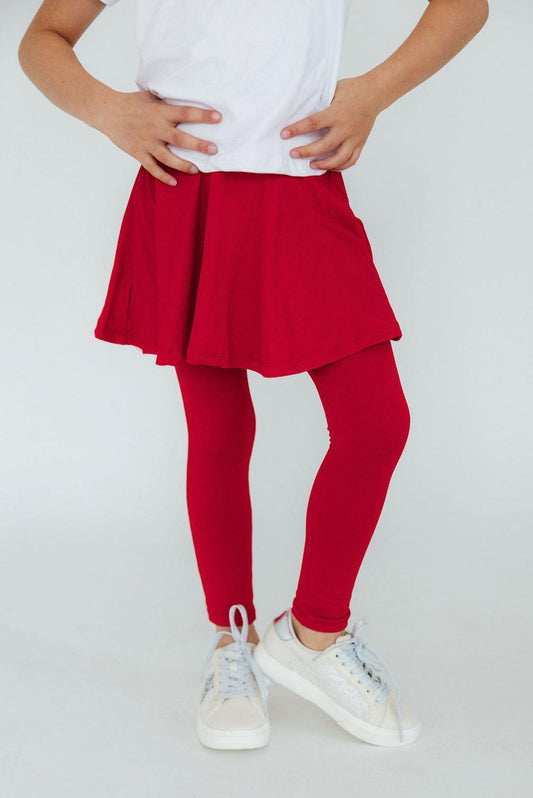 Red Twirl Skegging - Leggings with Skirt - Mila & Rose ®