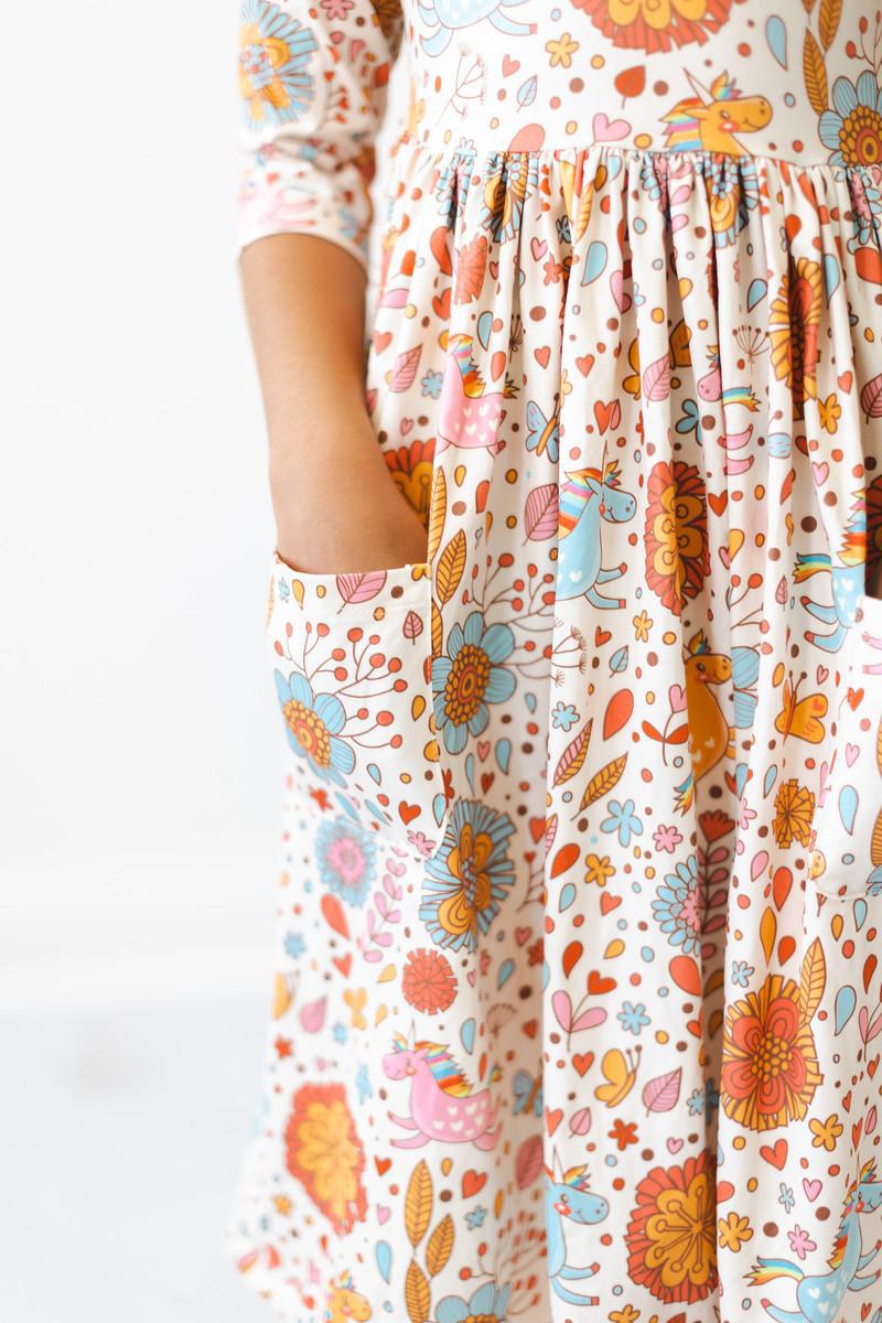 Retro Unicorns Pocket Twirl Dress - Mila & Rose ®