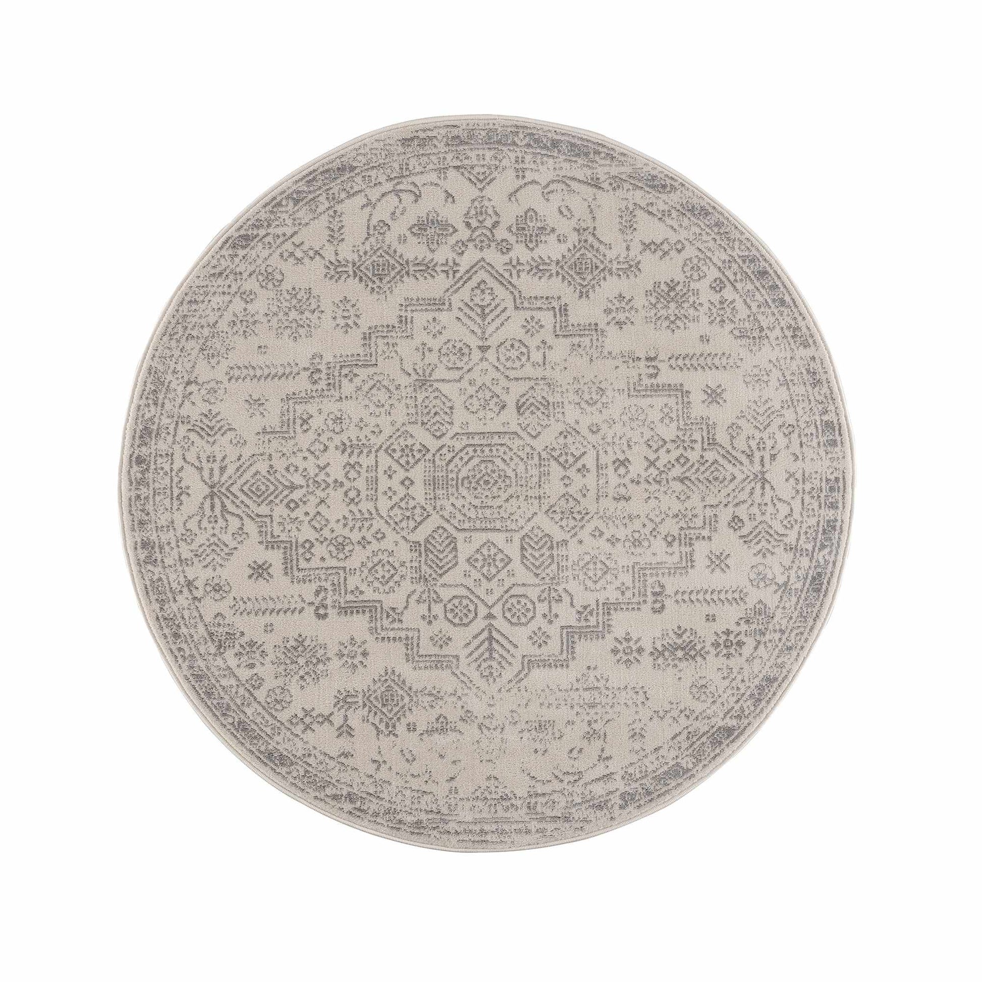 Tigried Ivory & Gray 2323 Area Rug - Clearance - 7’10’’ Round - Boutique Rugs