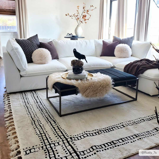 Ryuu Black & White Area Rug - 7’10’’ x 10’ Rectangle - Boutique Rugs