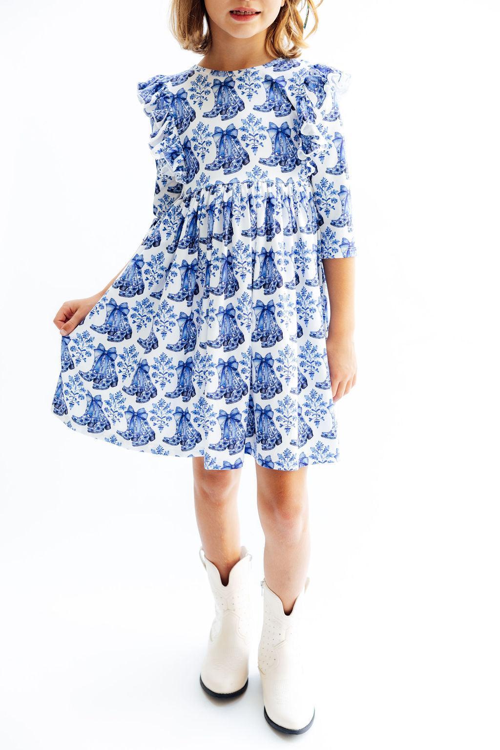 Southern Belle 3/4 Sleeve Ruffle Twirl Dress - Mila & Rose ®
