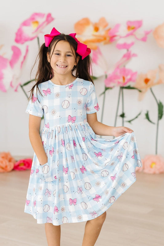 Take Me Out to the Bow Game S/S Pocket Twirl Dress - Mila & Rose ®