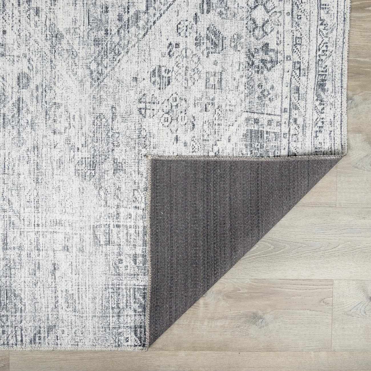 Barny Cream & Gray Washable Rug