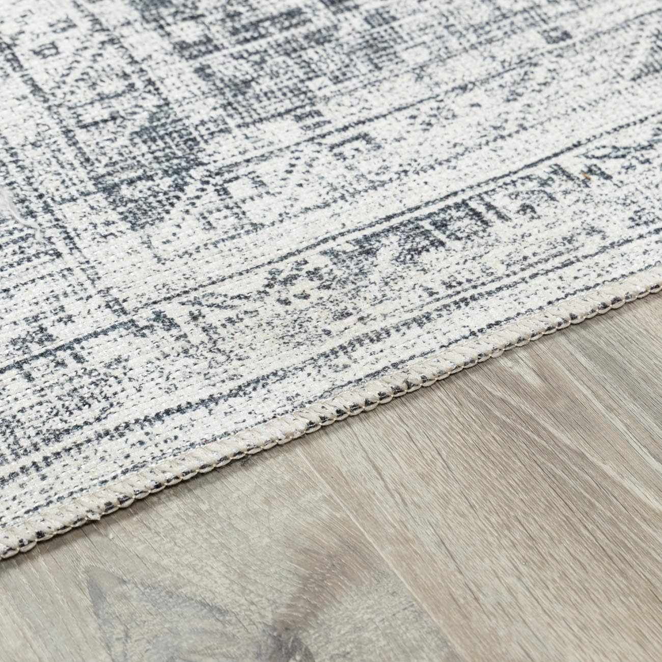 Barny Cream & Gray Washable Rug