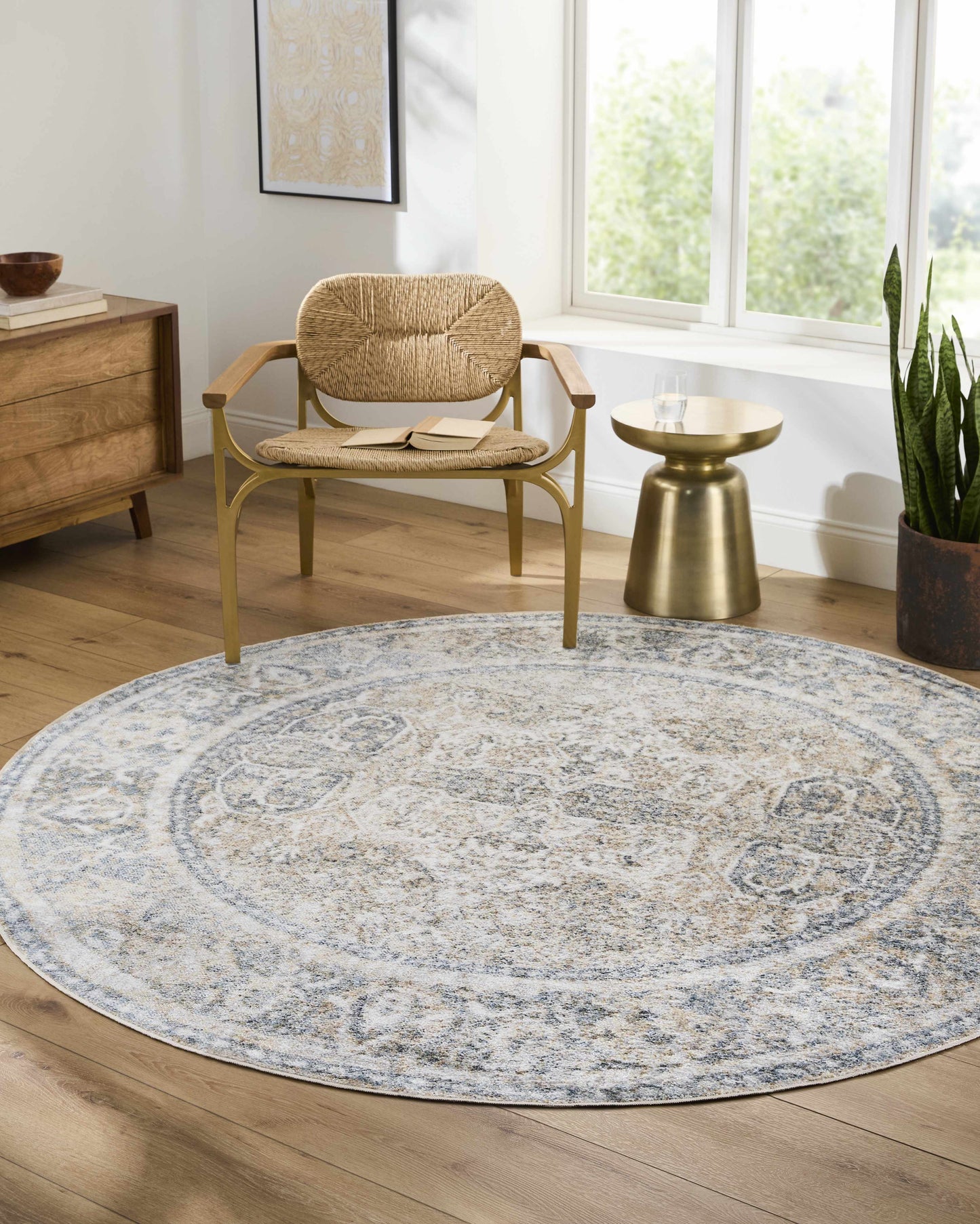Arias Cream & Blue Washable Area Rug - Boutique Rugs