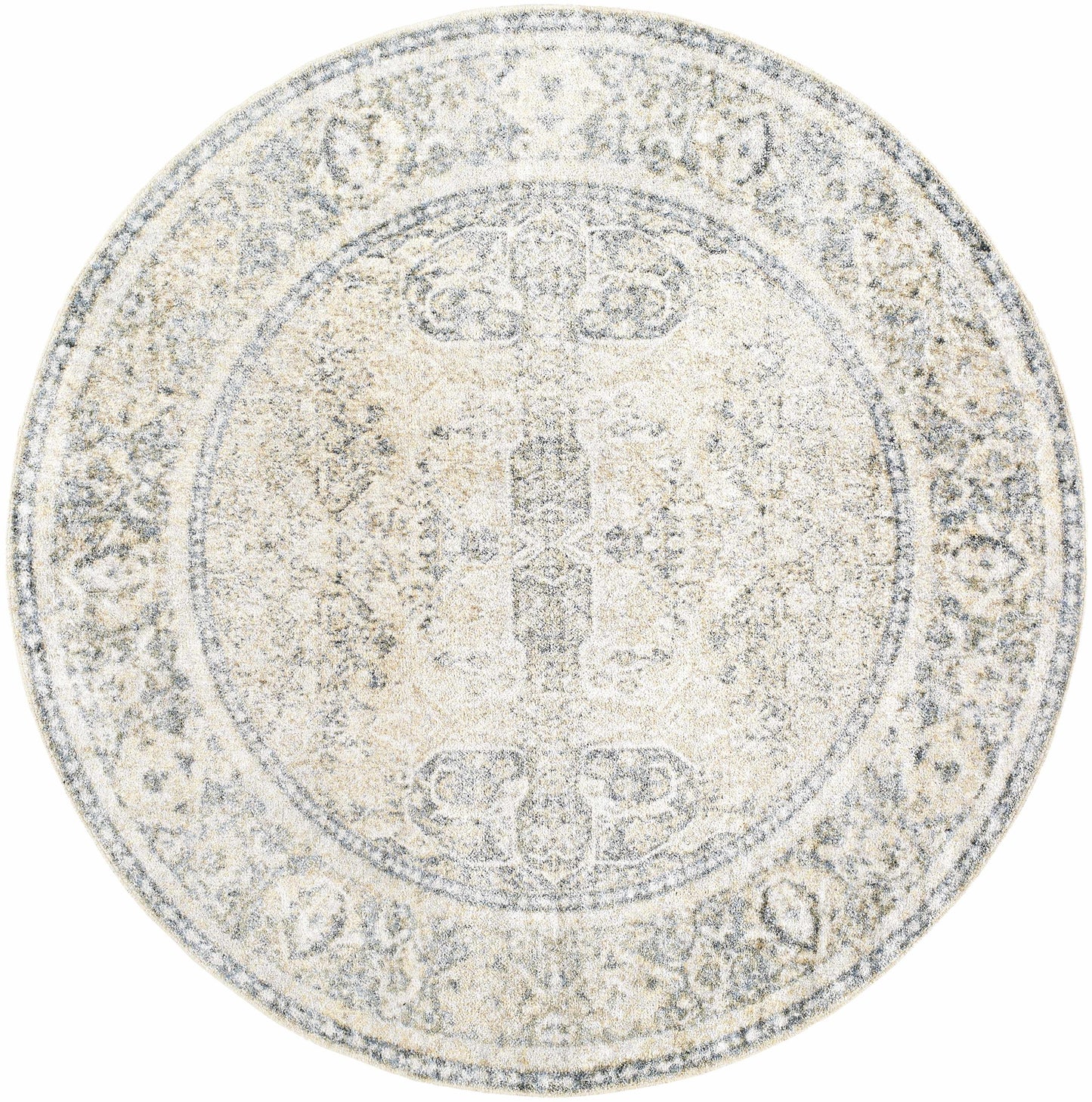 Arias Cream & Blue Washable Area Rug - Boutique Rugs